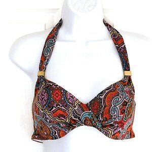 Victorias Secret Halter Push Up Bikini Top 38B Paisely Beach Vacation Travel